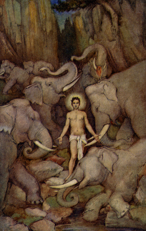 Prahlada overcoming the Elephants