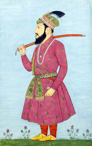 India: Miniature painting of Shah Suja, gouache, Golconda, Deccan c. 1700.
