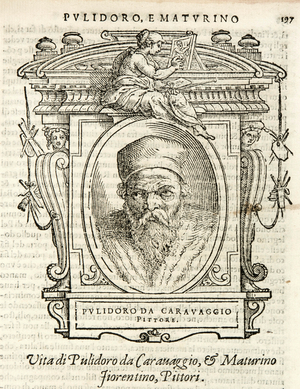 Milan, Biblioteca Braidense, Vite de piv excellent, Giorgio Vasari 1568, Polidoro da Caravaggio
