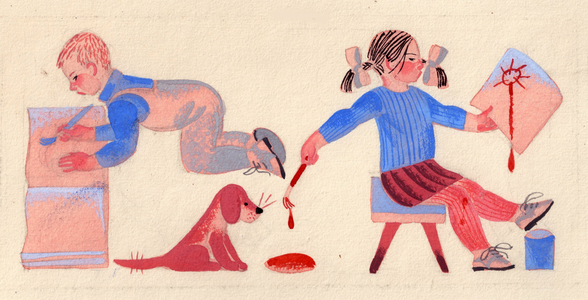 Illustration from 'Sit Down and Listen' by Silva Kaputikyan, 1969 (gouache on paper)
