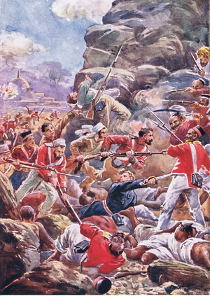 The siege of Delhi: Storming the breach, illustration from 'British Battles on Land and Sea ', 1915 (litho)