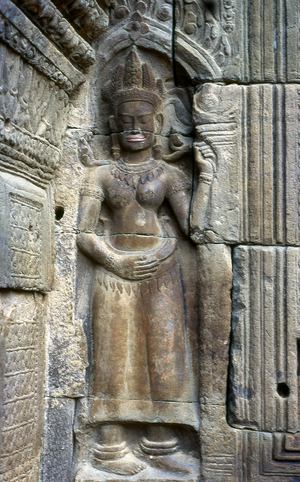 Cambodia: Apsara, Ta Prohm temple near Tonle Bati, south of Phnom Penh