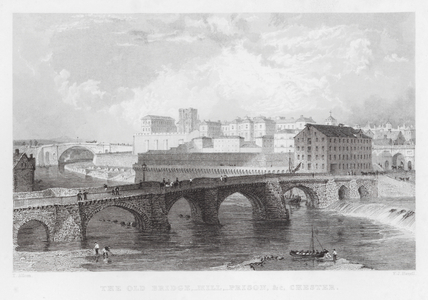 The Old Bridge, Mill, Prison, etc, Chester (engraving)