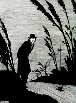 'Midst of all was a cold white face' illustration for a poe,, 1920 (print)