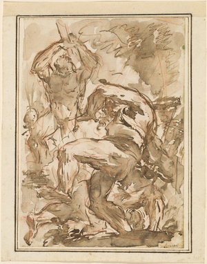 A Battle of Nude Men, 1744-1745 (pen and ink drawing)