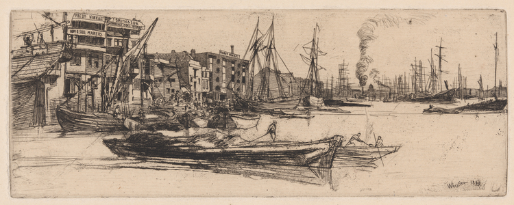 Thames Warehouses, 1859 (etching; ink on paper)