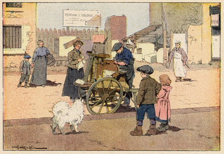 Le Remouleur, The Knife Grinder (colour litho)