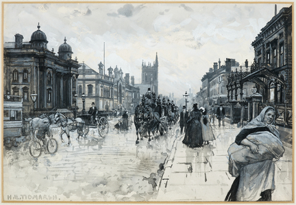 The Jew's Synagogue and Cheetham Town Hall, 1893-94 (w/c gouache on paper)