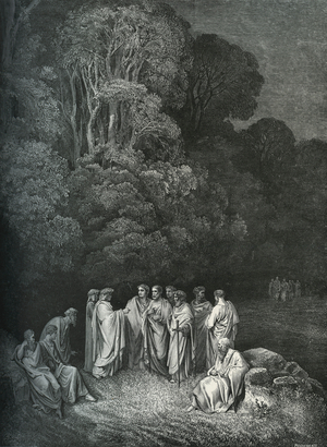 Illustration for The Divine Comedy - Hell (La Divina Commedia, L'Inferno) by Dante, 19th century (engraving)