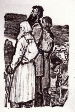 Illustration from "Buymir" by Konstantin Gordienko, 1970 (gouache on paper)