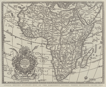 Africa before Stanley, Map of the Continent nearly Three Hundred Years Old (engraving)
