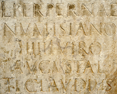 Roman statue pedestal, Dedicated to Lucius Perperna Numisianus, Writing, Spain, 1st BC-1st AC, Spain, Detail