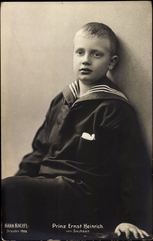 Ak Prince Ernst Heinrich von Sachsen, Sailor uniform (b/w photo)