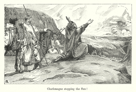 Charlemagne stopping the Sun! (engraving)