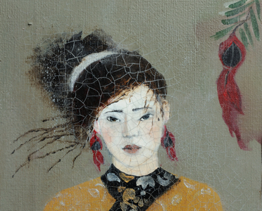 Qing Dynasty Women with Flowers, 2016 (acrylic on canvas)(detail)