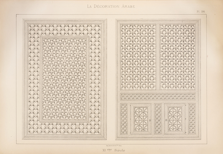 Grillages en bois tourney, 1885 (imprinted material)