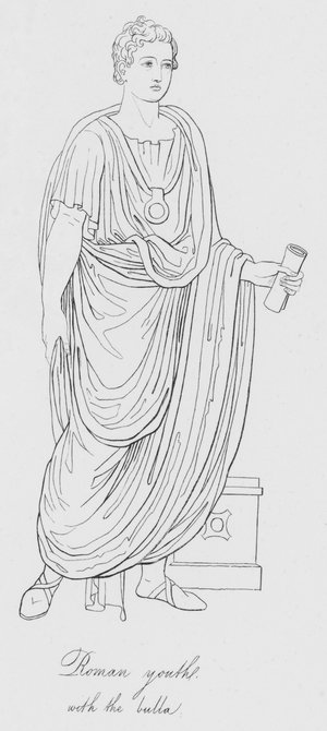 Roman youth, with the bulla (engraving)