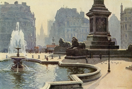 Trafalgar Square (colour litho)