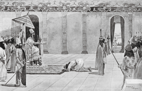 Nabonidus sending Instructions to Belshazzar (litho)