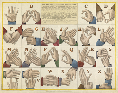 The Art of Talking with the Fingers, pub. C. 1825 (coloured engraving)