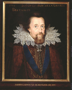 Portrait of James I, King of England, 1614 (oil on canvas)