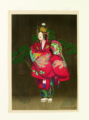 Shigiyama in The Feather Mantle, 1936 (woodblock)