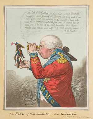 The King of Brobdingnag, and Gulliver, 1803 (coloured aquatint)