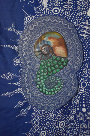 Growing Shell, 2018 (oil, acrylic, card and cotton)