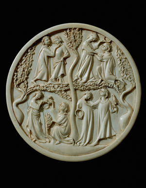 Courtly scenes. Back of of a pair of mirrors. Paris, first third of the 14th. MNR …