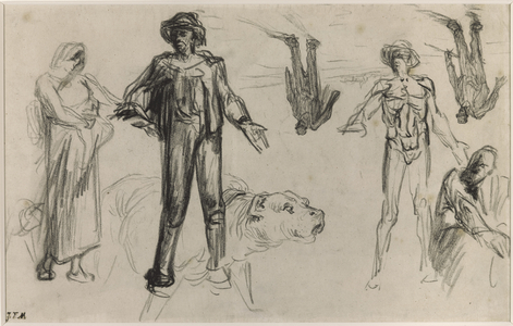 Studies for Harvesters Resting (conte crayon on paper)