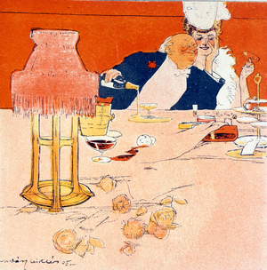 Caricature in L'Assiette du Beurre, 1906, depicting a content long married couple eating