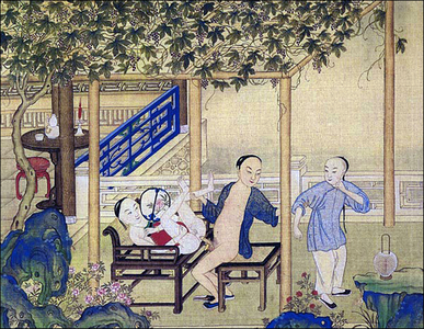 China A gay love-making scene with three men, late Qing period
