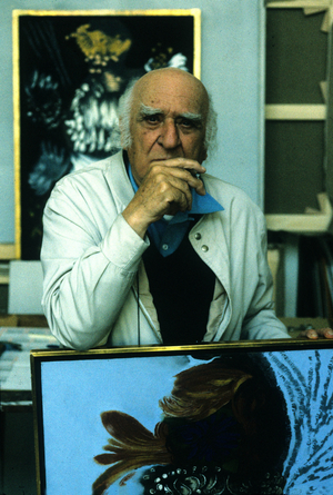 Jacques Herold (1910-1987) surrealist painter and sculptor, here in 1986 in Paris