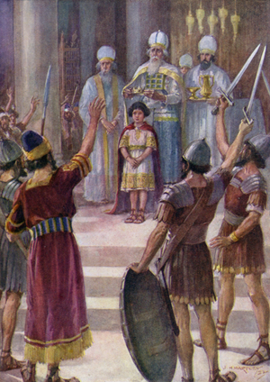 The Crowning of Joash, II Kings XI 12 (colour litho)