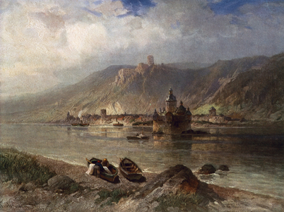 Caub and the Pfalz (colour litho)