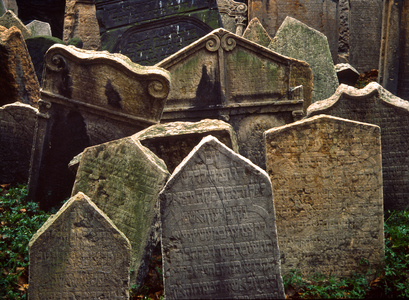 Tombstones in the Old Jewish Cemetery in Josefov, the Jewish Quarter of Old Town, Pra…, 1978 (photo)