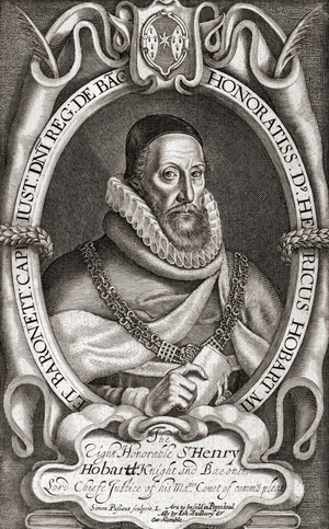 Sir Henry Hobart, 1560-1625. English politician.  Member of Parliament.  Chief Justice of the Court of Common Pleas.