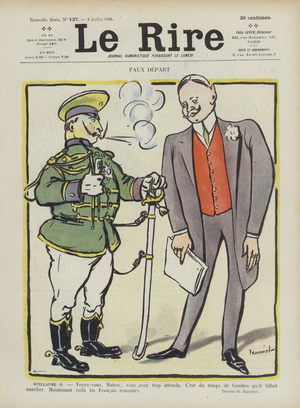 False start. Illustration for Le Rire (colour litho)