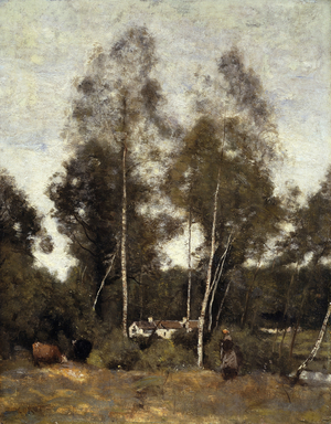 Clairiere Pierre du Bois, the Evaux, near Chateau-Thierry; Clairiere du Bois Pierre, aux Evaux, pres Chateau-Thierry, c.1855-65 (oil on panel)