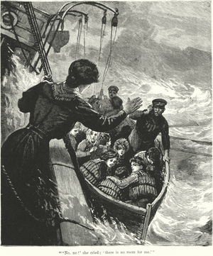 "'No, no!' She cried; 'there is no room for me'" (engraving)