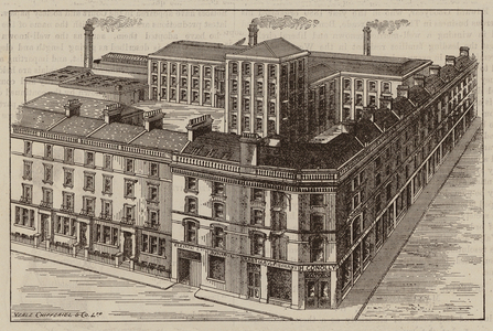Mr Henry Conolly, Manufacturing Sanitary Engineer, 42, Hampstead Road, NW, Factory, Tolmers Square (engraving)