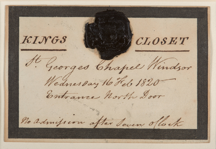 Ticket to the burial of King George III, 1820 (paper, ink)