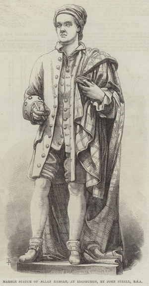 Marble Statue of Allan Ramsay, at Edinburgh, by John Steell, RSA (engraving)