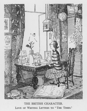 The British Character, Love of Writing Letters to 'The Times' (litho)