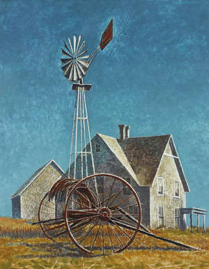 Windmill & Farm, 1947 (oil on masonite)