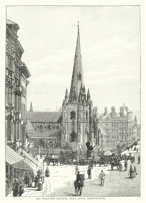 St Martin's Church, Bull Ring, Birmingham (engraving)