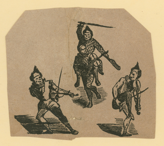 Acrobatic musicians (engraving)