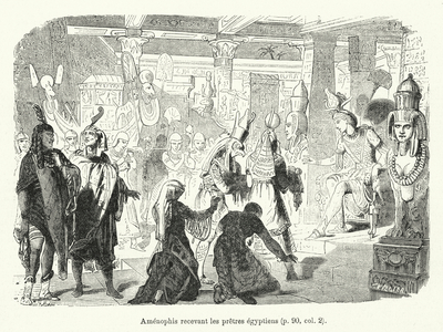 Amenophis recevant les pretres egyptiens (engraving)