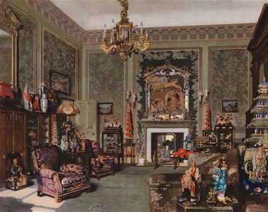 Buckingham Palace: Queen Mary's Chinese Chippendale Room (colour litho)