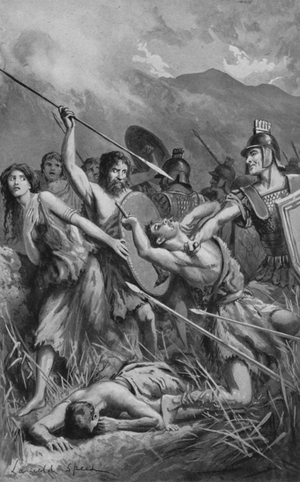 A Roman Attack on the Britons in Mona (litho)